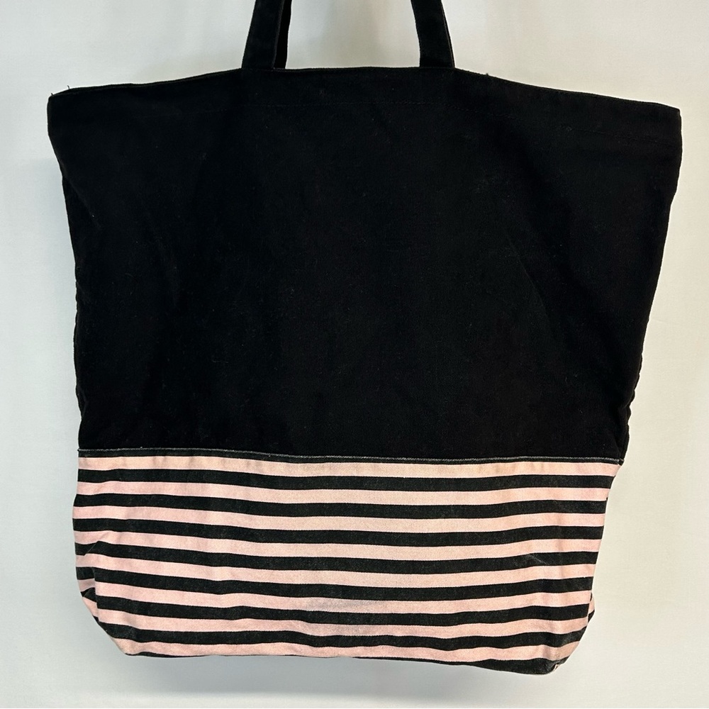 Victorias Secret Large Tote Bag Sparkle Metallic‎ Stripes Travel Resort Beach - Picture 3 of 9